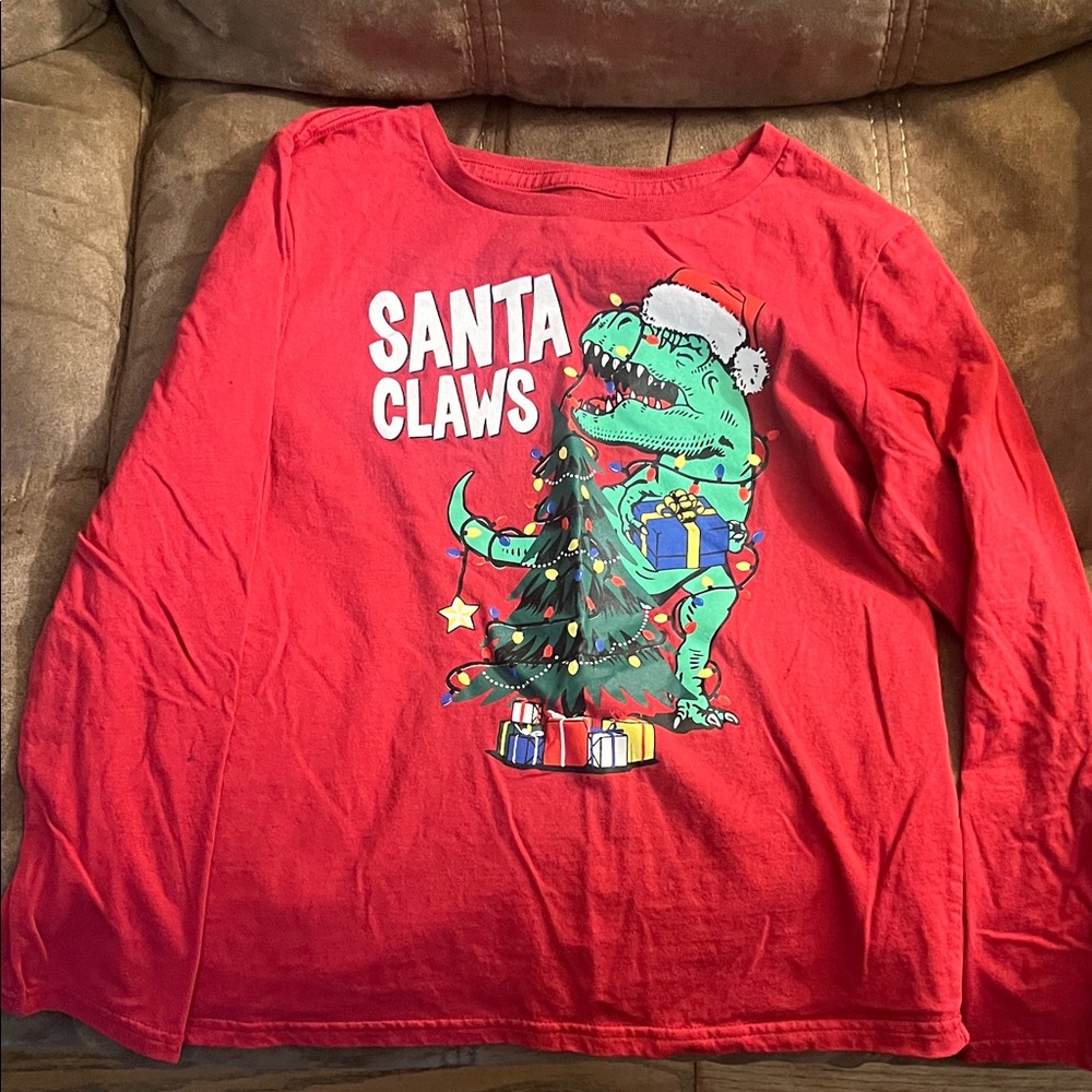 Fabkids Red Santa Claws Dinosaur Shirt